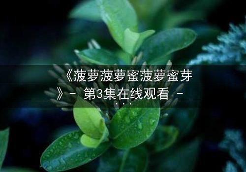 《菠萝菠萝蜜菠萝蜜芽》- 第3集在线观看 - 一场穿越时空的甜蜜冒险